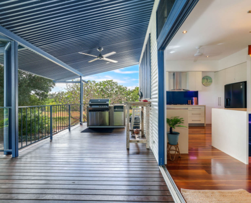 Covered barbecue and verandah at Golden Sands Retreat